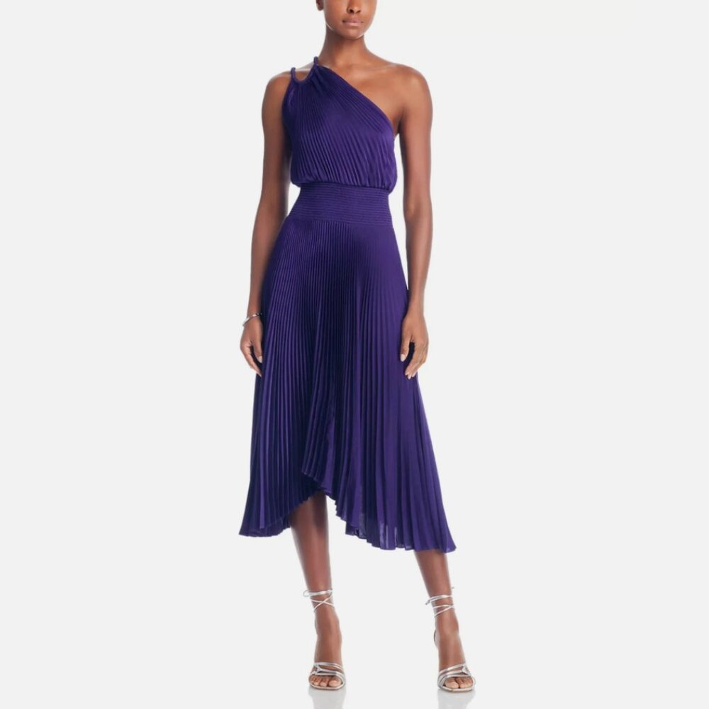 NWOT! Summer 2025 A.L.C. 'Ruby' Pleated One-Shoulder Dress Purple Size 6